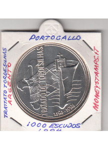 PORTOGALLO 1000 Escudos 1994 Argento Trattato Di Tordsilhas KM# 675